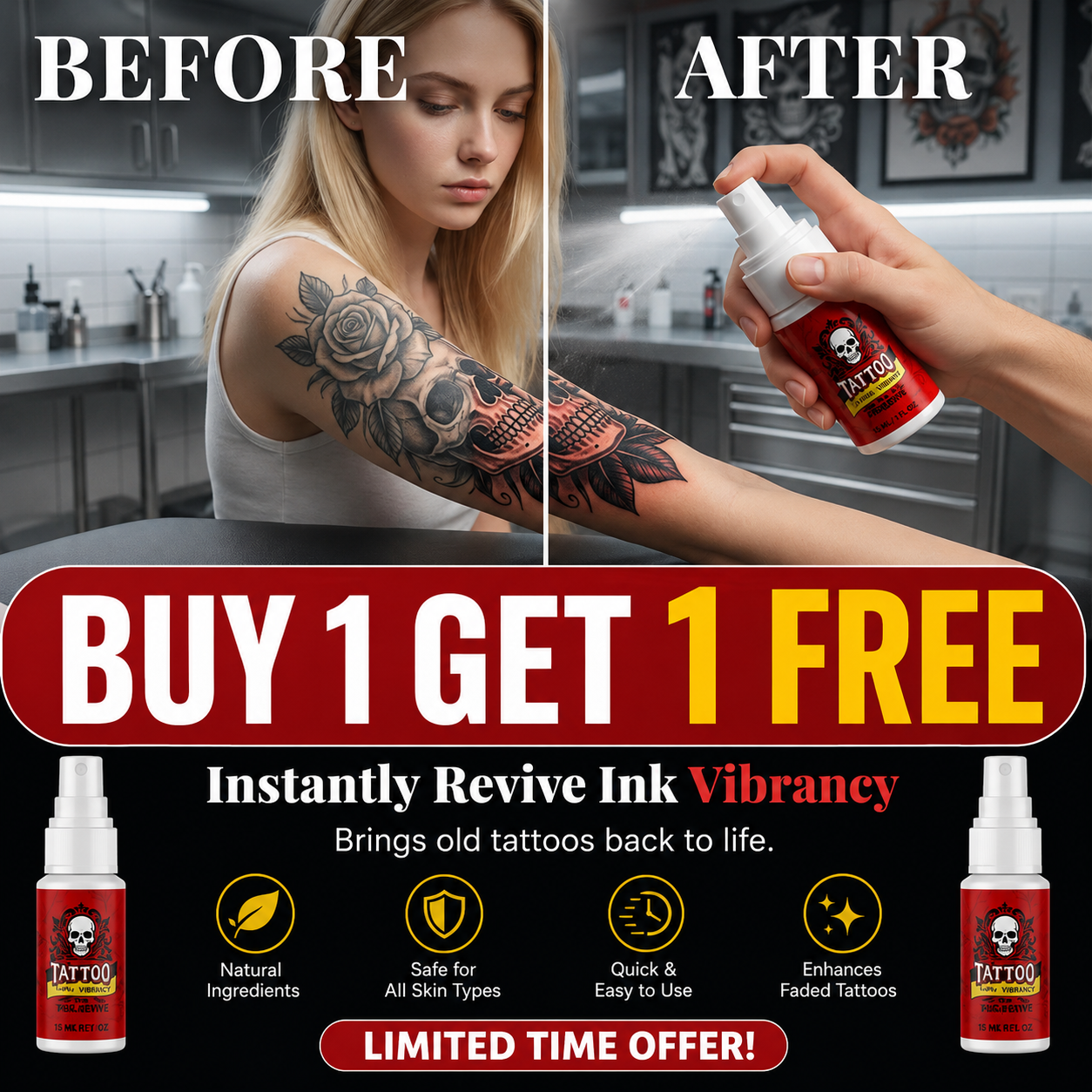 💥 50K+ sold!💉 Tattoo aftercare spray – ultra-fine mist, hydrates, revives ink vibrancy. 50% OFF! 🎨✨🔥Buy 1 Get 1 Free🔥