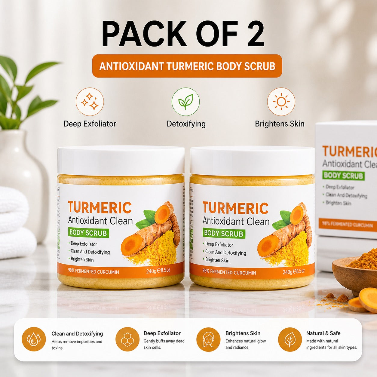 Deep Cleansing Turmeric & Citrus Body Scrub (Pack Of 2)